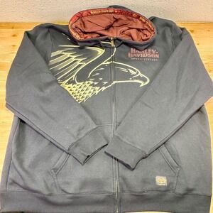 Harley-Davidson 120th Anniversary Zip Up‎ Hoodie 3XL Black Eagle Graphic NWOT